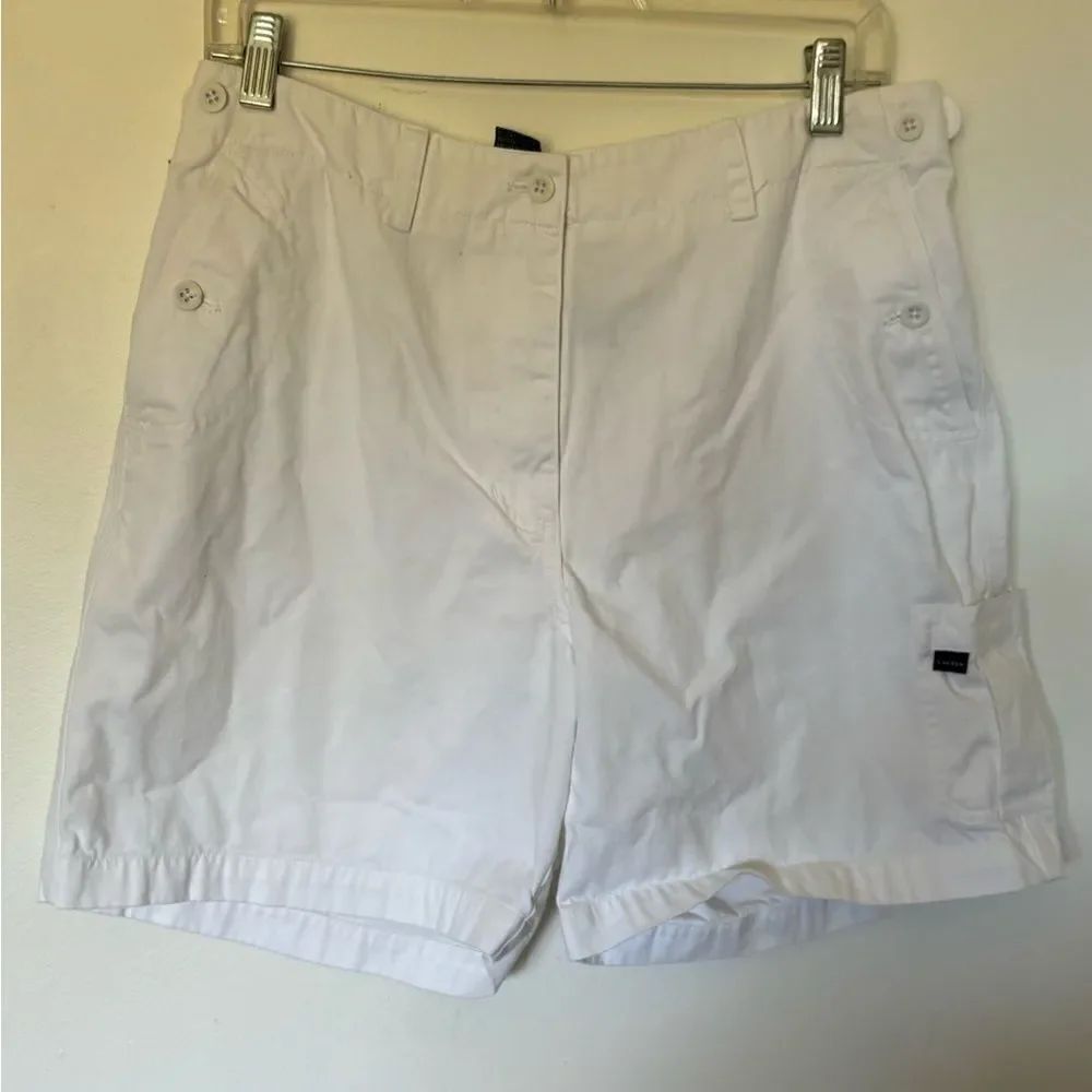 Lauren Ralph Lauren Vintage Cargo Shorts Size 10 White 100% Cotton Summer Whites